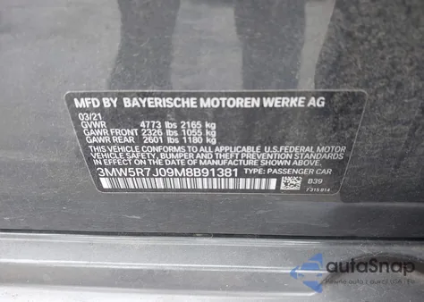 2021 BMW 330I xDrive from USA, damaged, VIN 3MW5R7J09M8B91381